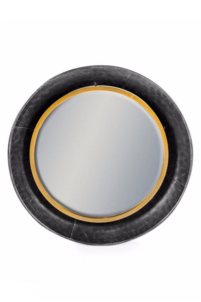 The Home Collection Black And Bronze Round Lincoln Wall Mirror