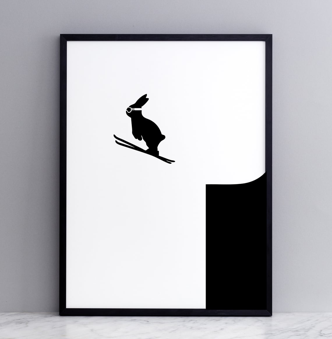 HAM 30 x 40cm Ski Jumping Rabbit Print with Frame