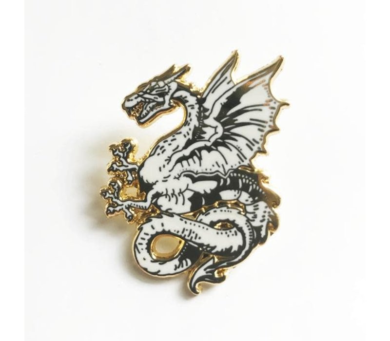 Strike Gently Dragon Gold Plated Enamel Pin - Trouva.