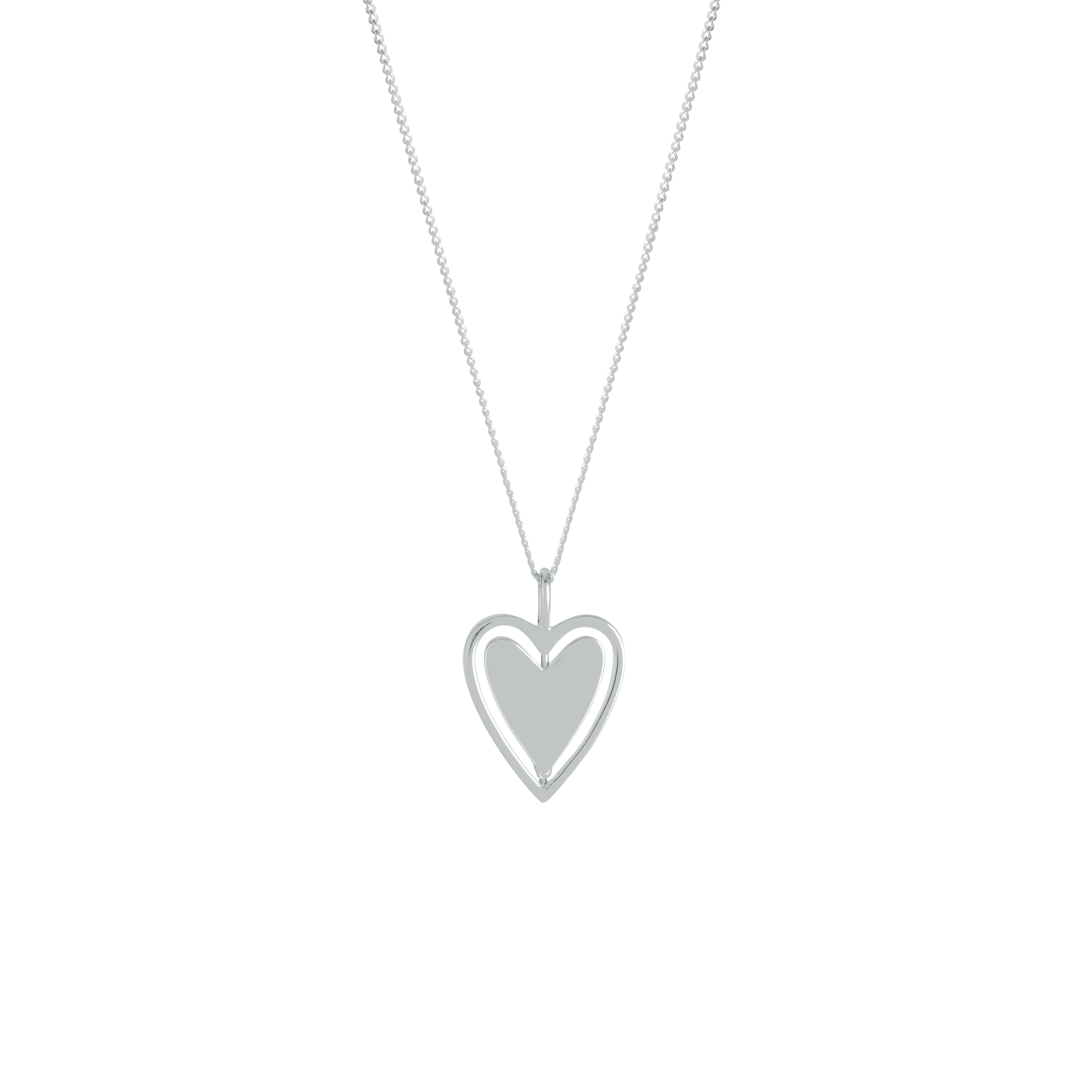 Buff Silver Spinner Heart Necklace