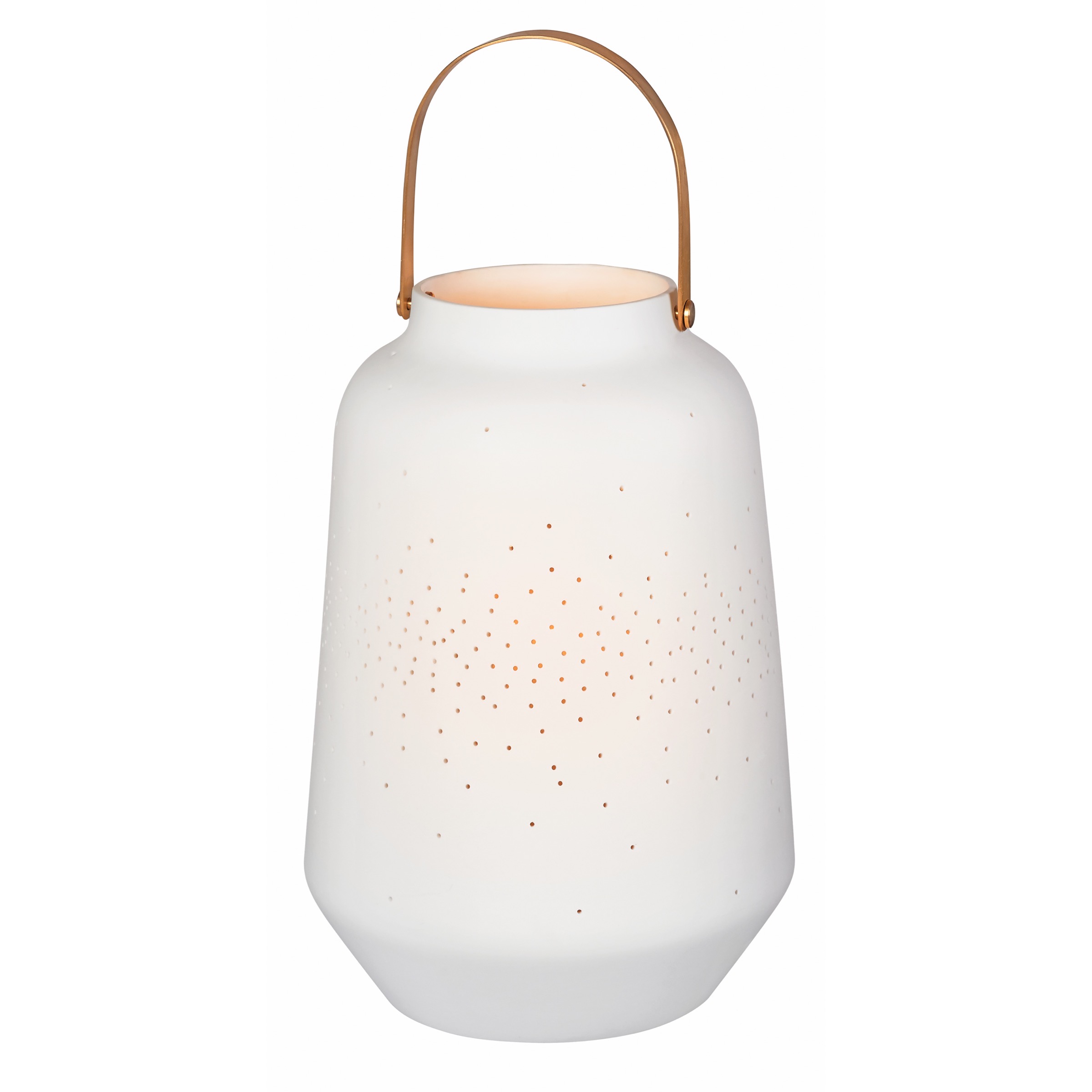 Räder White Porcelain Lantern with Brass Handle - Medium