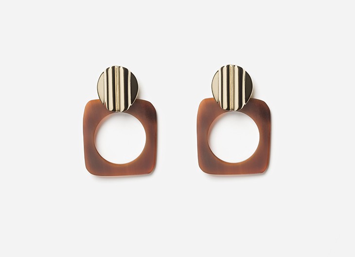 Chic Alors BROWN POLKA EARRINGS