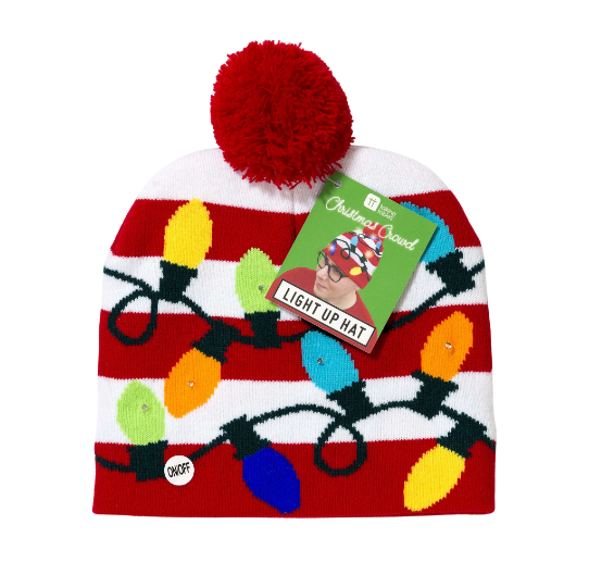 Talking Tables Flashing Light Christmas Pom Pom Hat