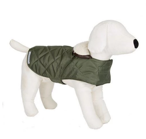 Mutts and Hounds Olive Quilted Dog Coat