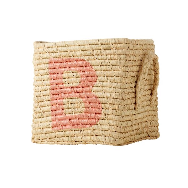 Rice by Rice Natural Raffia Basket with A to F Painted Letters