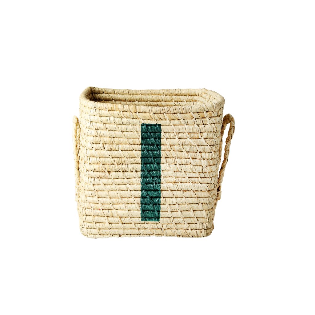 Rice by Rice Natural Raffia Basket with G to L Painted Letters