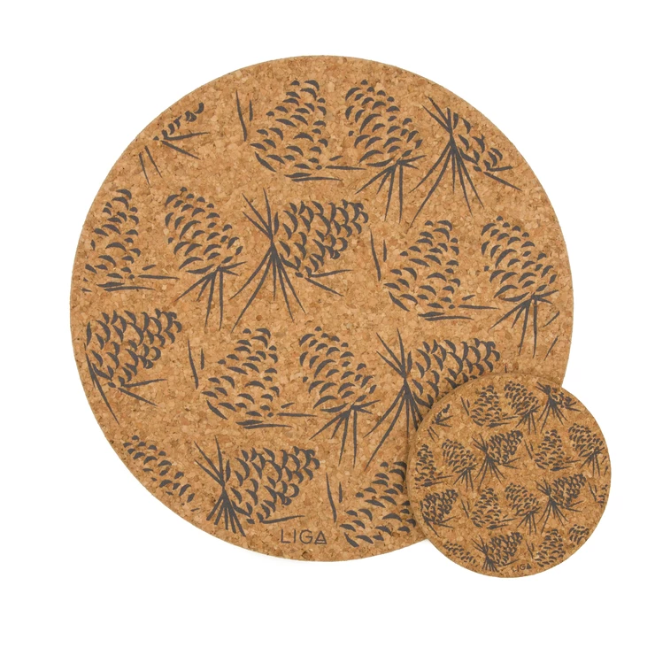 LIGA Set of 4 Grey Cork Pinecones Placemat