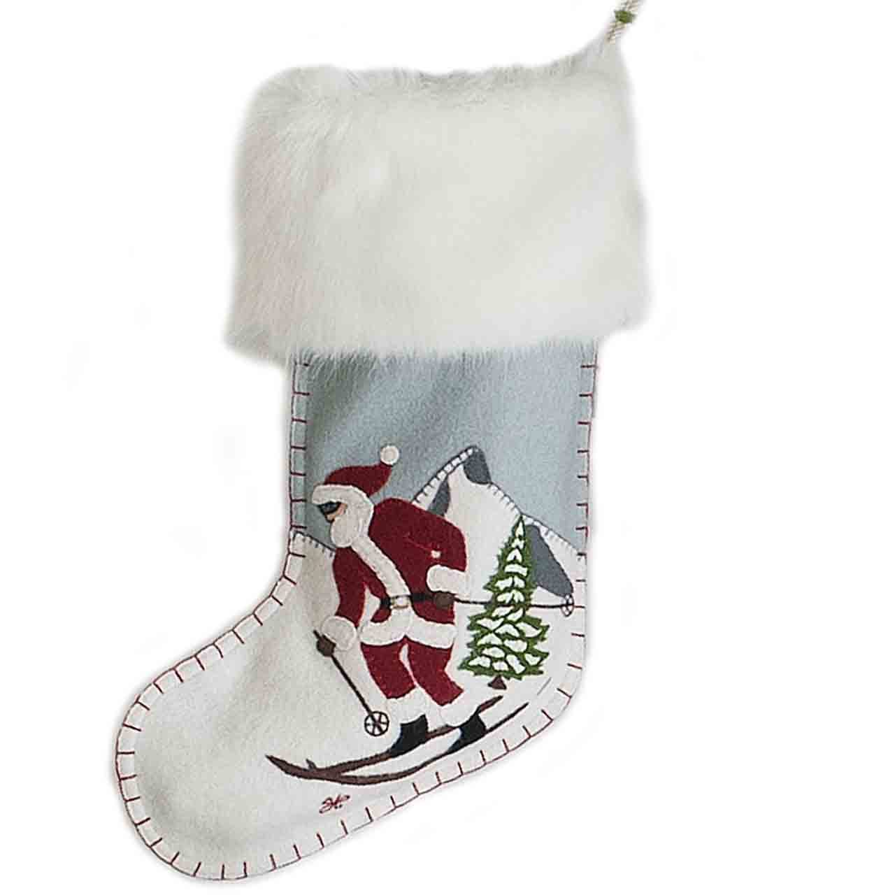 Jan Constantine Skiing Santa Christmas Stocking