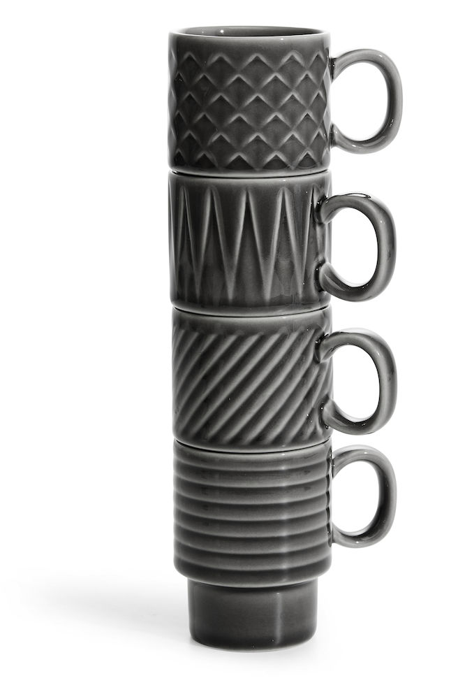 Sagaform Coffee and More Espresso Mugs 4 Pack Grey