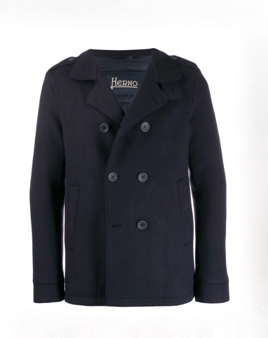 Herno Navy Double-Breasted Pea Coat