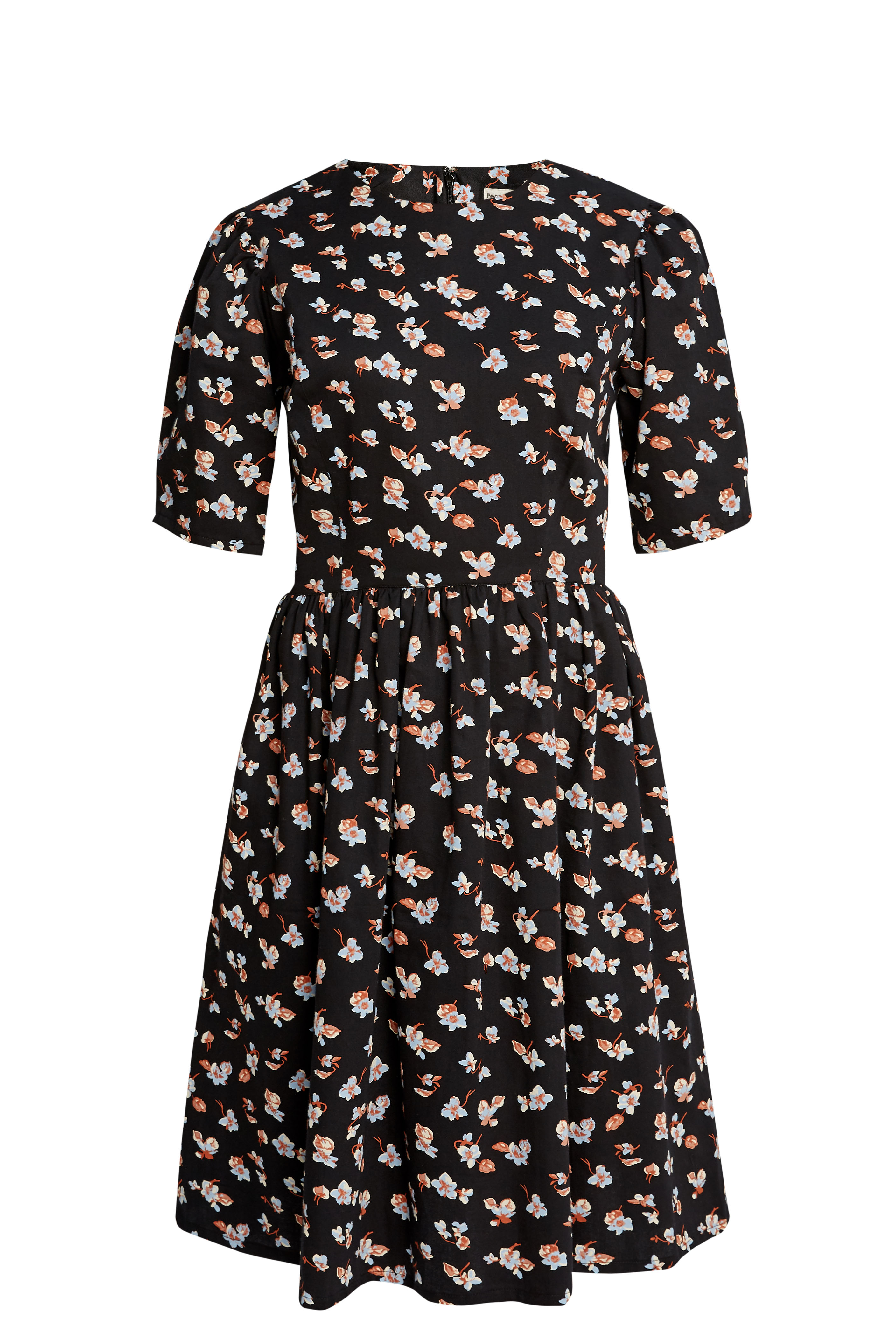 People Tree Black Cotton Janey Floral Dress