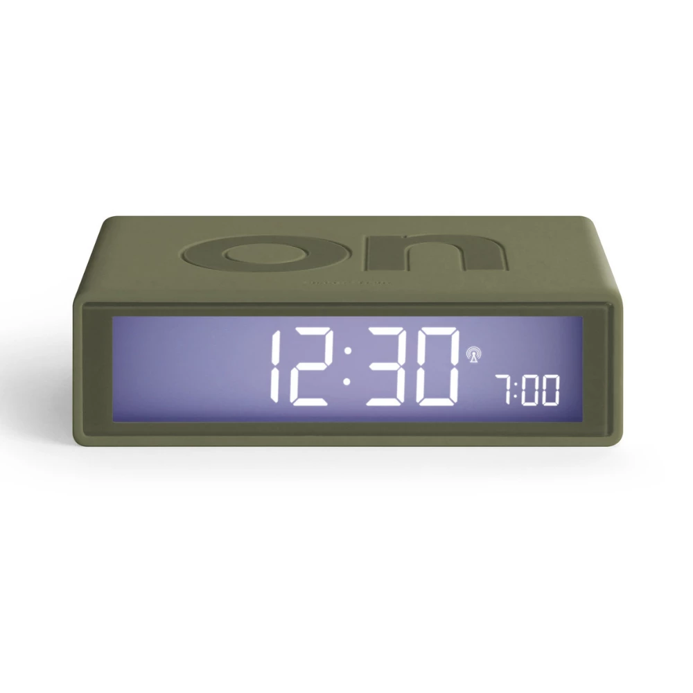 Lexon Khaki Flip and Radio Controlled LCD Alarm Clock