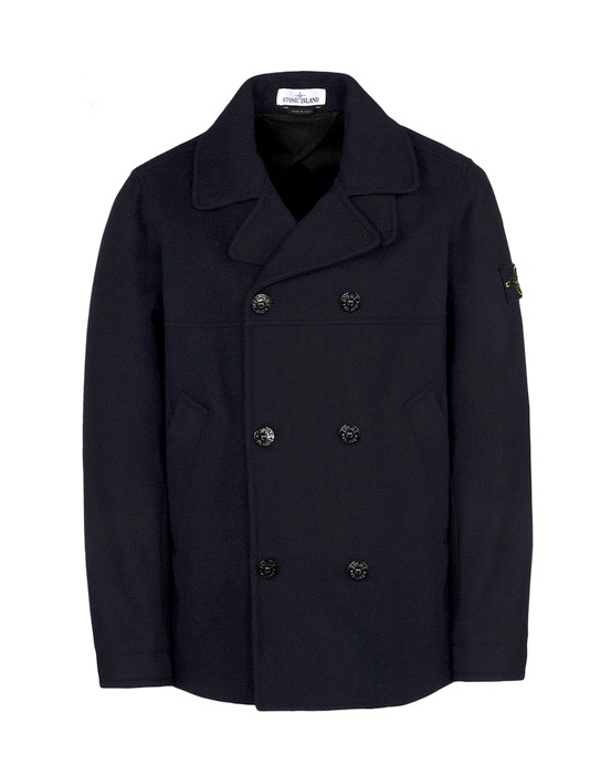 Stone Island Navy Doubled-Breasted Pea Coat