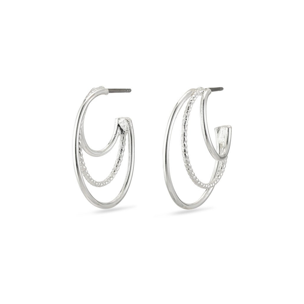 Pilgrim 2cm Silver Plated Freya Triple Hoop Earrings