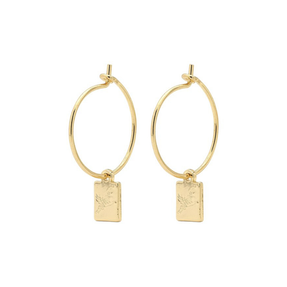 Pilgrim 2cm Gold Plated Tana Crane Pendant Earrings