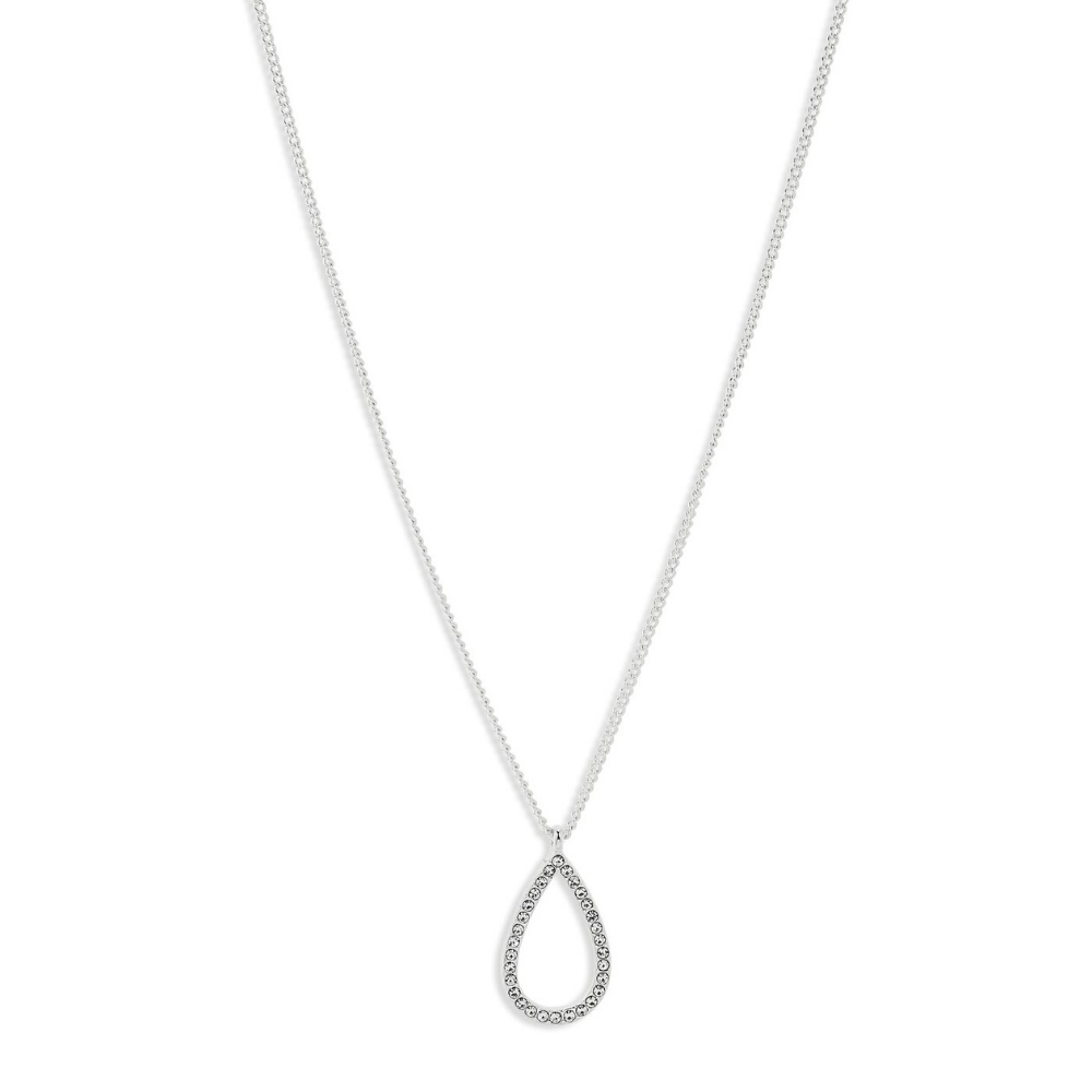 Pilgrim 40cm Silver Plated Delia Teardrop Necklace