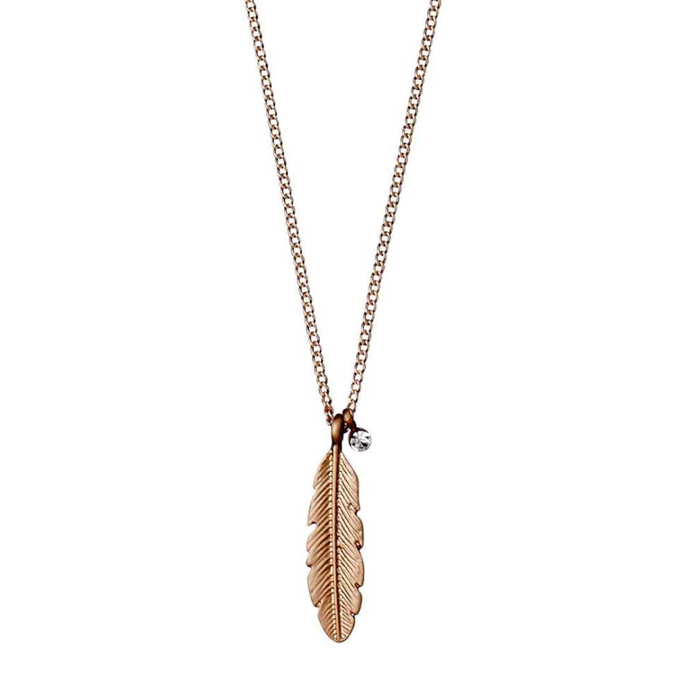 Pilgrim 40cm Rose Gold Plated Brass and Zinc Lauren Boho Feather Necklace