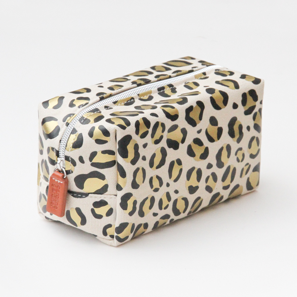 Caroline Gardner Canvas Leopard Print Cosmetic Bag