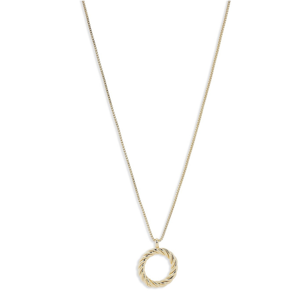 Pilgrim 40cm Gold Plated Cece Twisted Circle Necklace