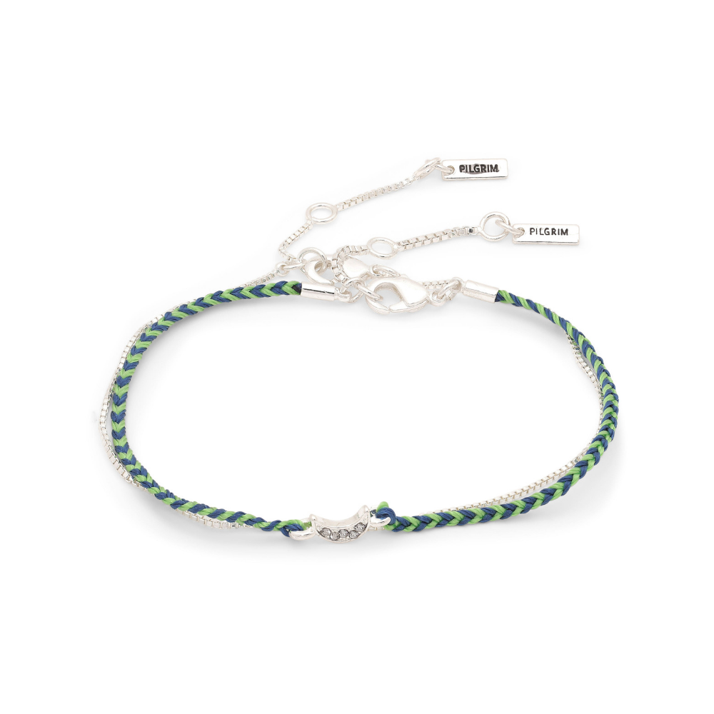 Pilgrim 20.5cm Green and Blue Lucky Balance Bracelet