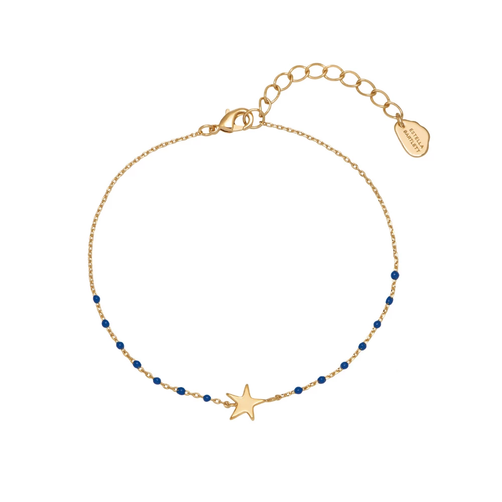 Estella Bartlett  Gold Plated Star and Navy Dot Kusama Chain Bracelet