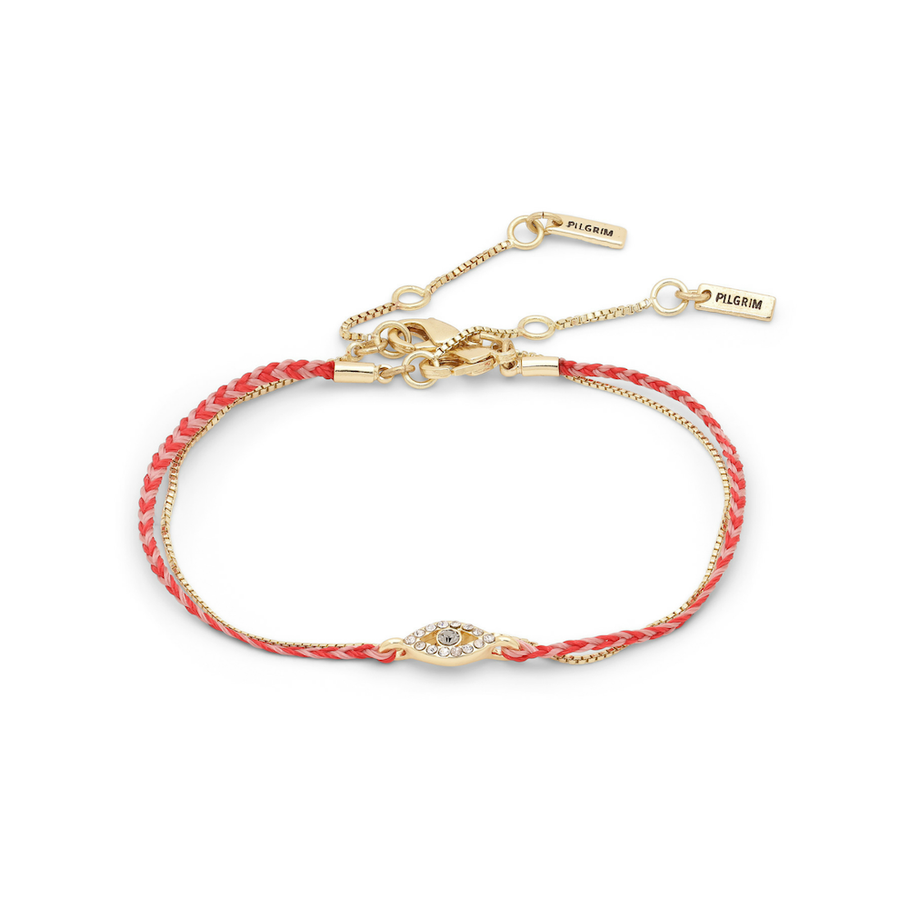 Pilgrim 20.5cm Gold and Red Lucky Wisdom Bracelet