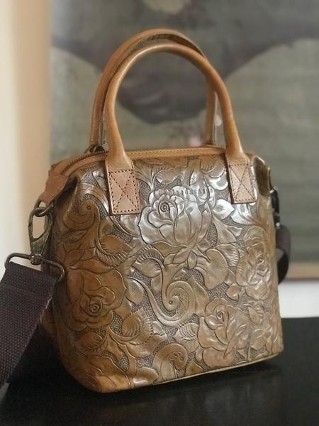 CollardManson Maya Bag Tan Floral Leather