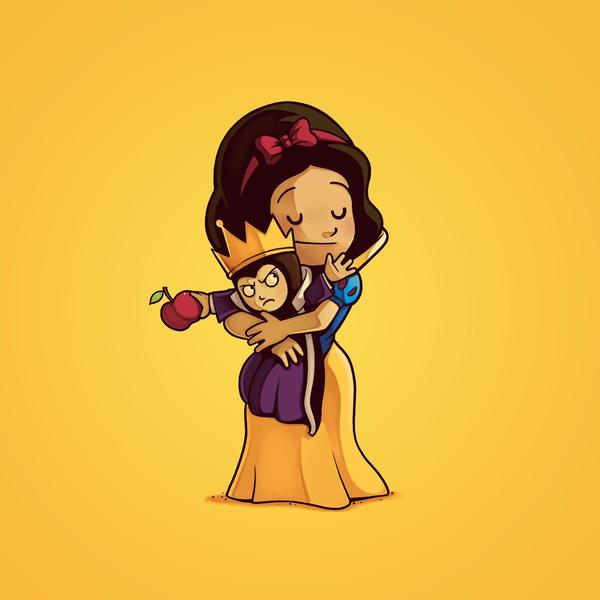 Villains need love Snow white and The Evil Queen Print
