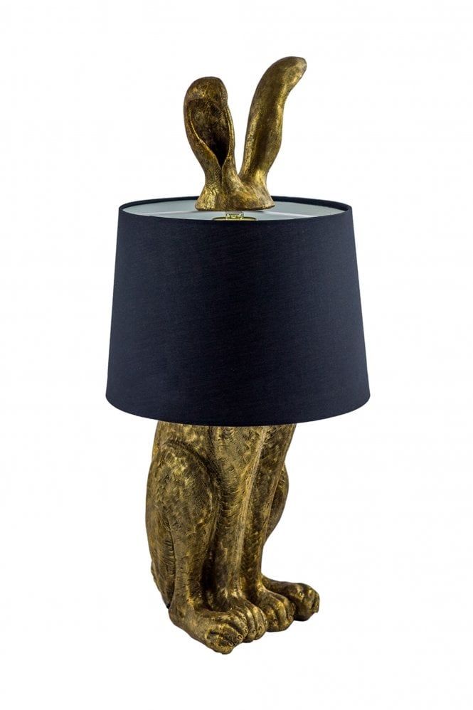 The Home Collection Antique Gold Rabbit Ears Lamp With Black Shade