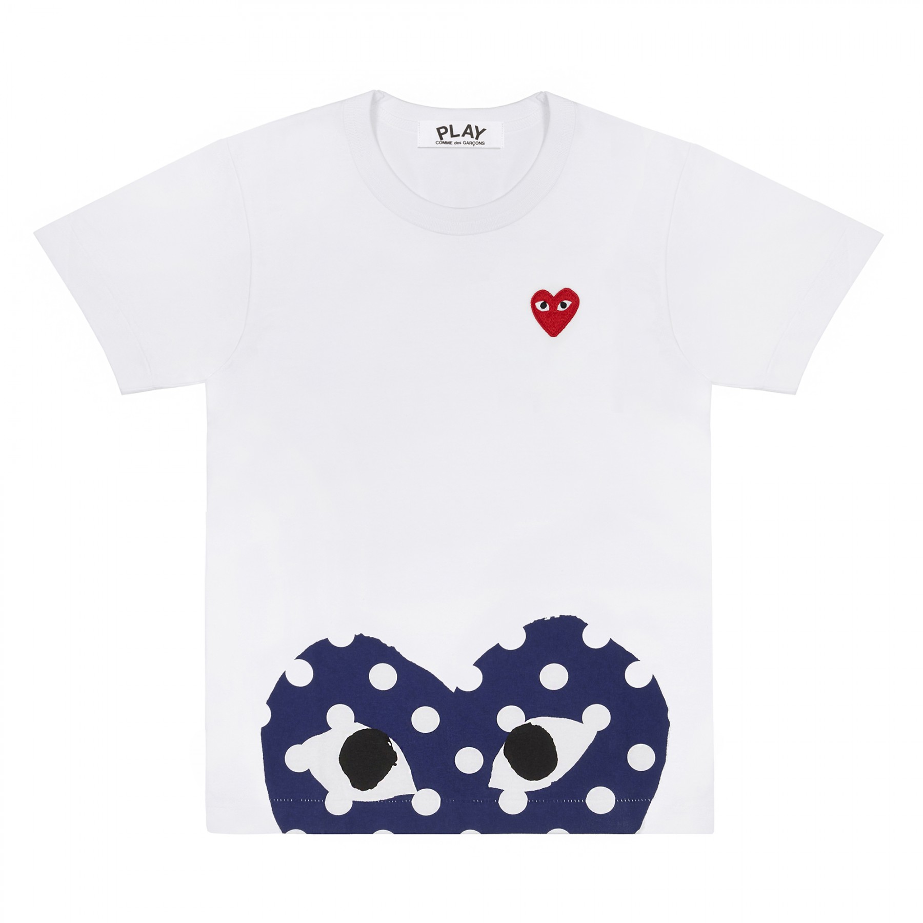 Comme Des Garcons Play T-Shirt with Polka Dot Bottom Heart (White) P1T236