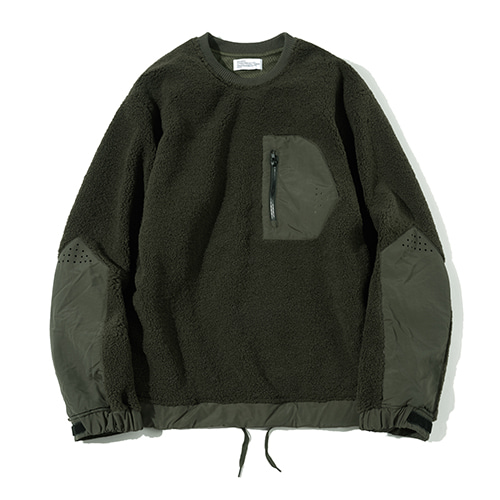 Partimento Boa Fleece Sweat Shirt with Pockets in Khaki 