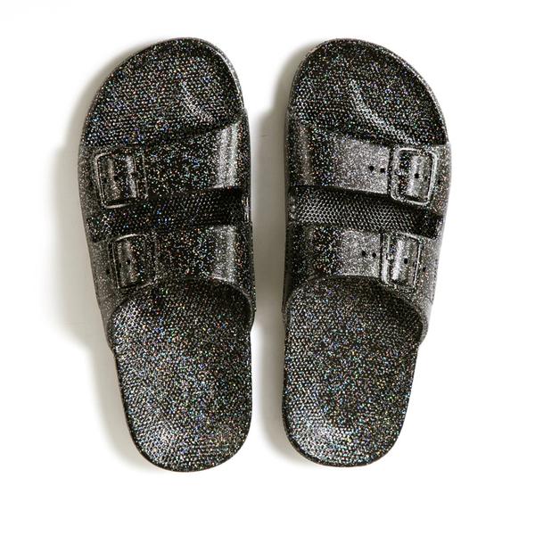 Freedom Moses Slippers Black Glitter