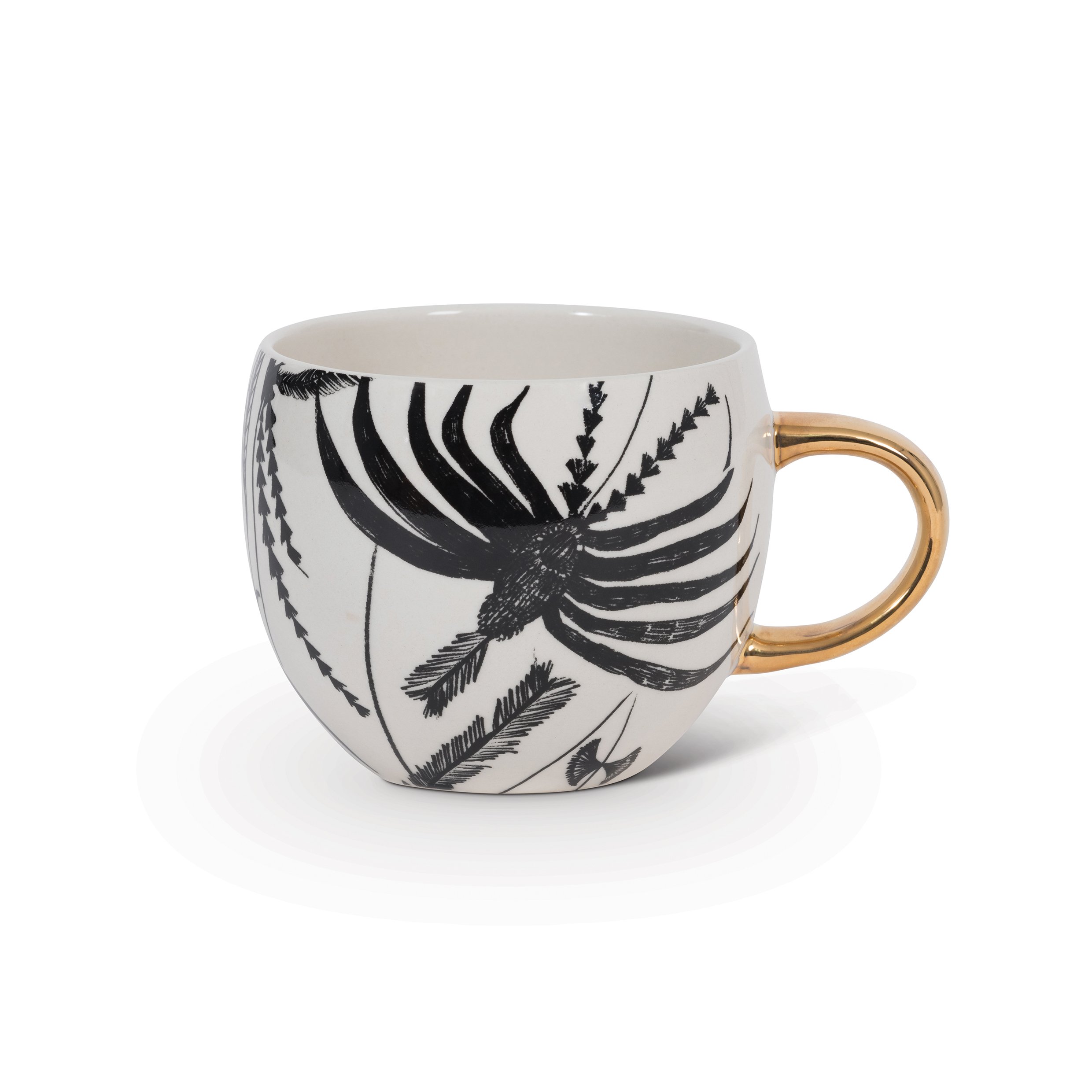 Urban Nature Culture Plant Print Mug with Gold Handle