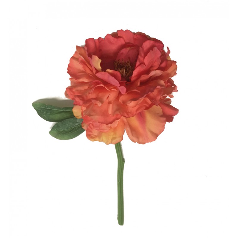 Sia Home Orange Polyester Artificial Peony Flower (set of 2)