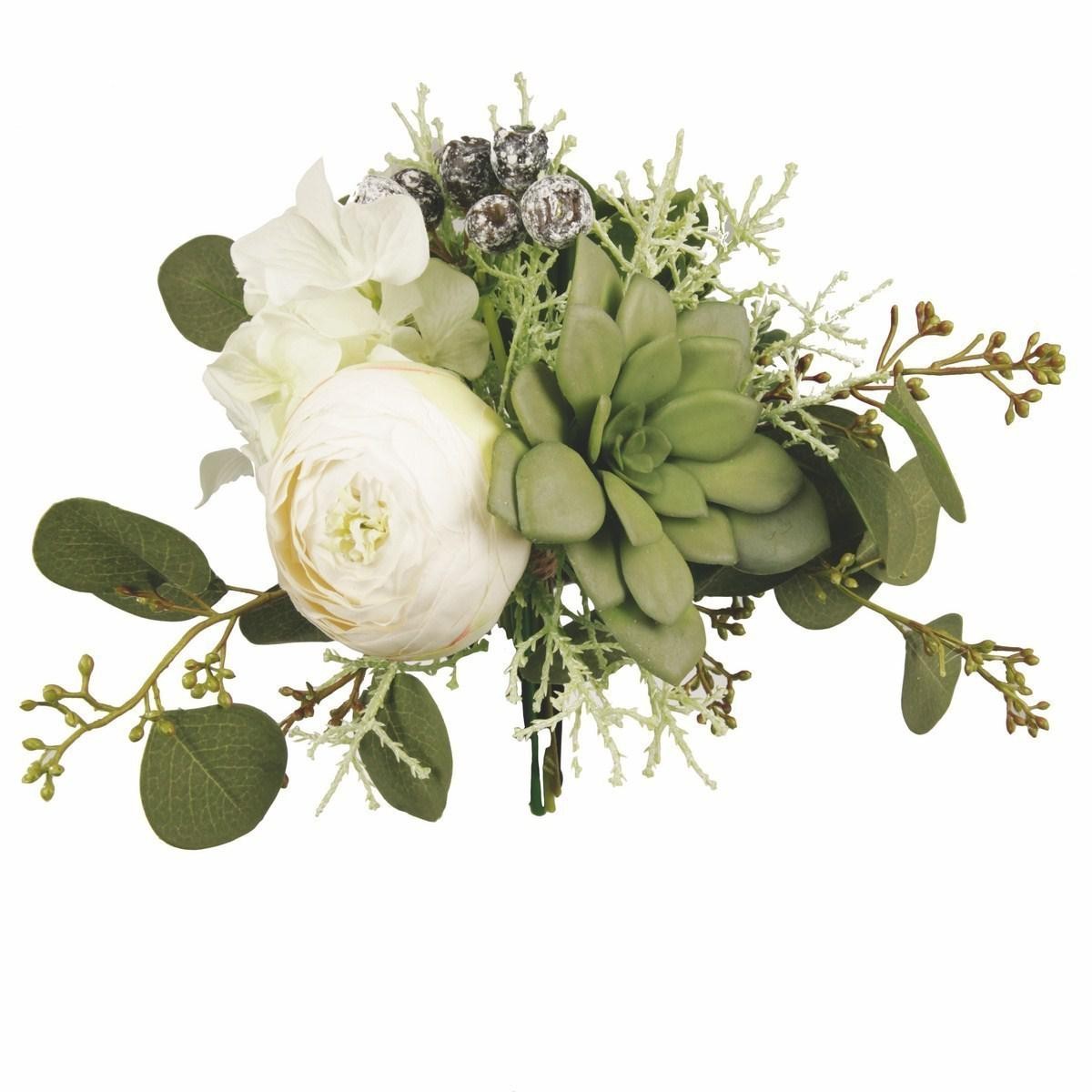 Trouva: Bouquet de fleurs artificielles de ranoncule et d'eucalyptus