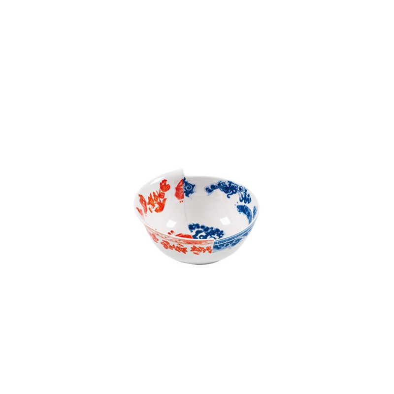 Seletti Medium Blue and Red Porcelain Hybrid Bowl