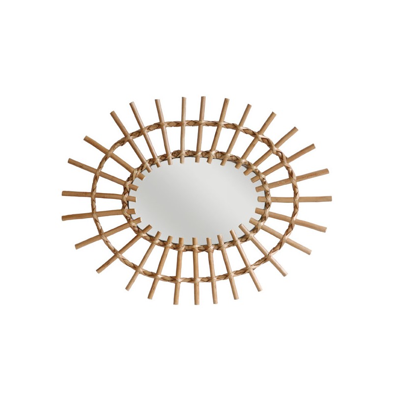 HK Living Natural Rattan Oval Mirror