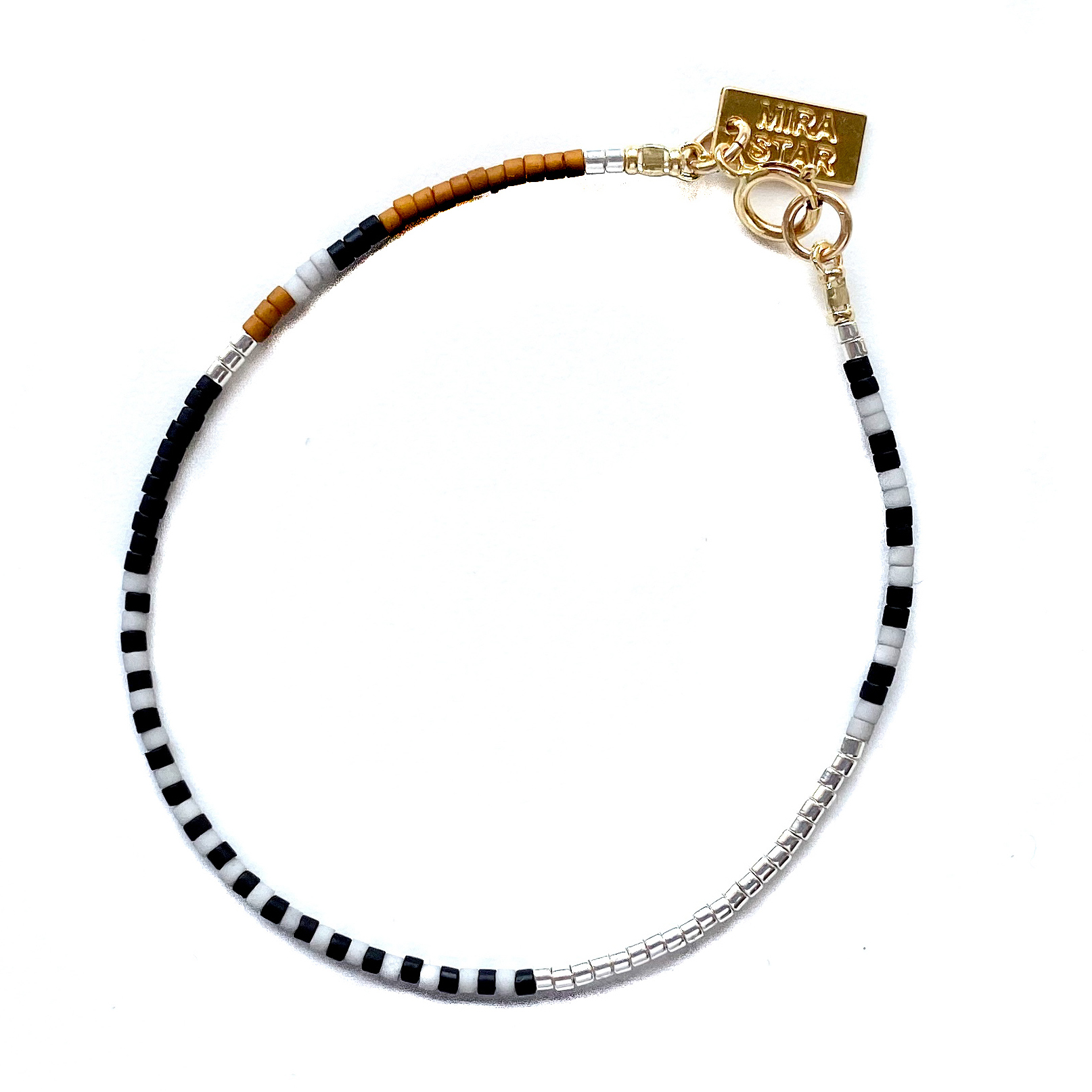 Mira Star Bracelet Juno with 24k Gold-plated Glass Beads - Cloud Grey