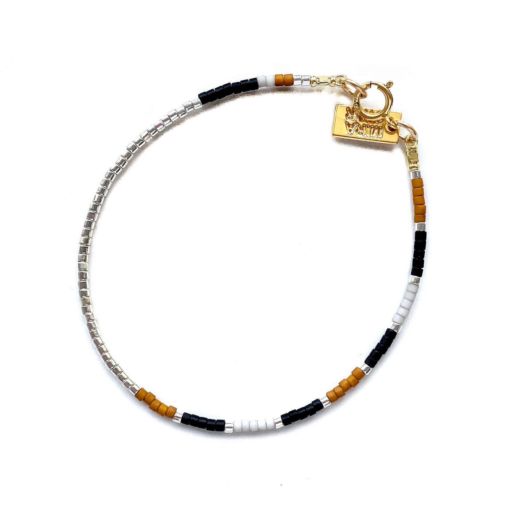 Mira Star Bracelet Dani with 24k Gold-plated Glass Beads - Cloud Grey