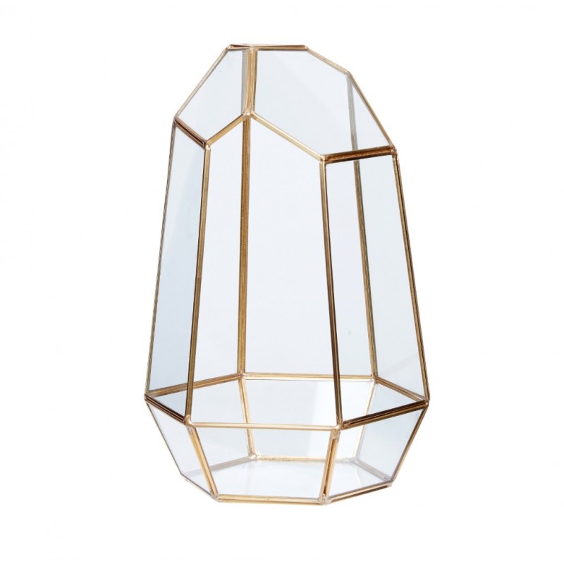 Hubsch Medium Brass and Glass Geometric Terrarium