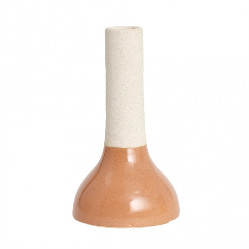 Hubsch Small White and Orange Clay Vase