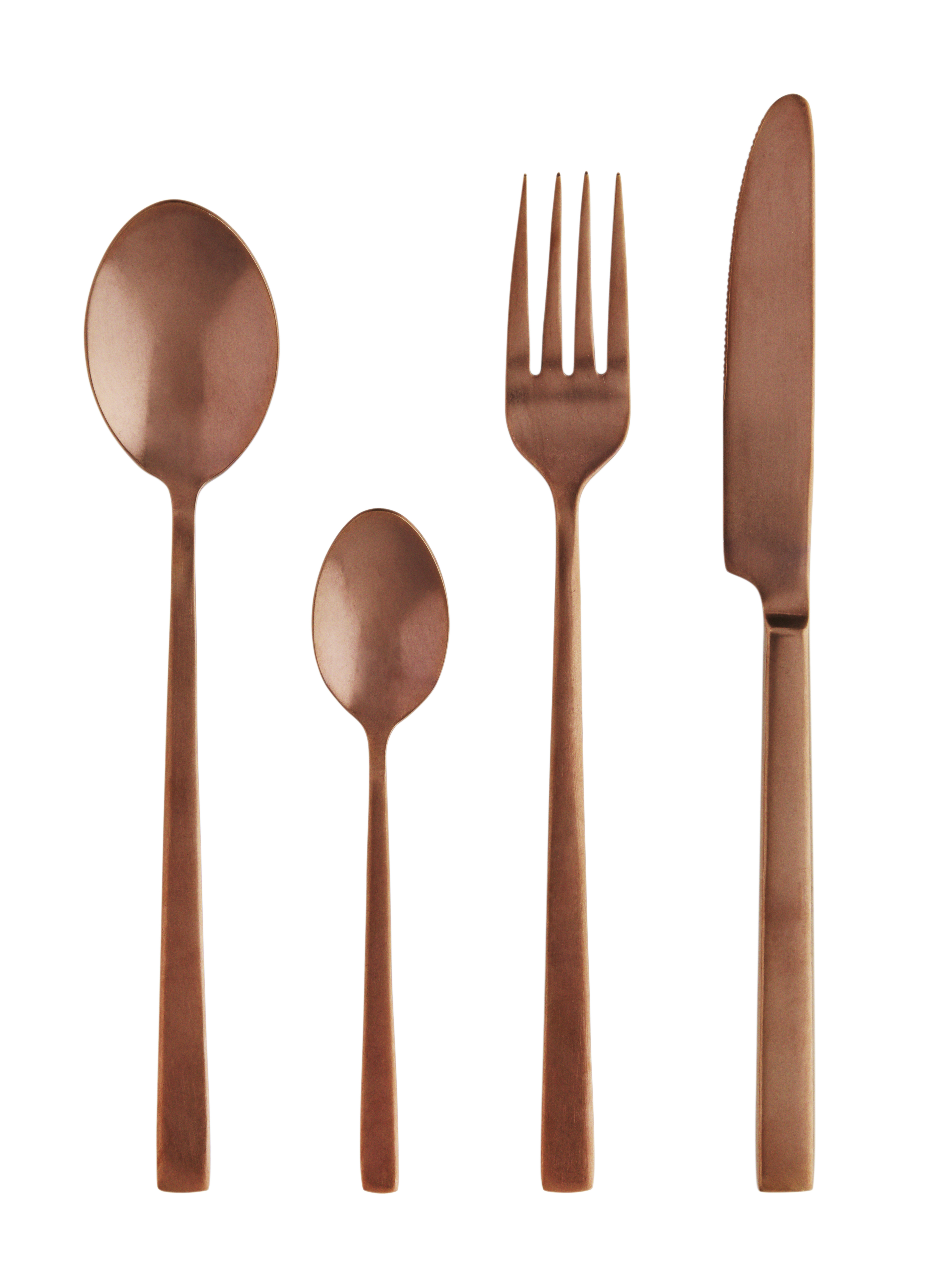 Madam Stoltz Set of 4 Matte Rose Gold Stainless Steel Cutlery