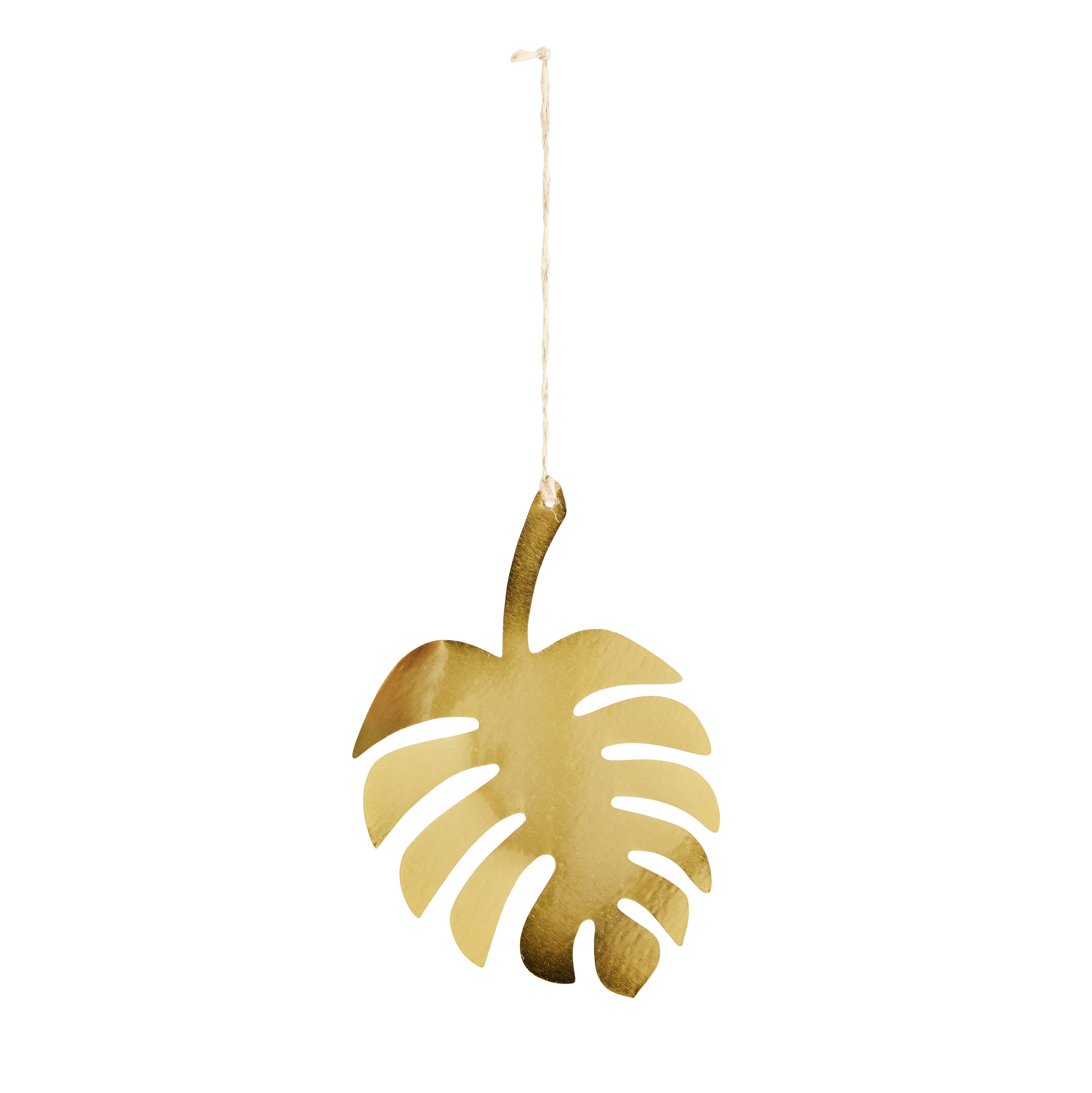 Madam Stoltz 12 x 17.5cm Gold Metal Monstera Leaf Pendant Wall Hanging