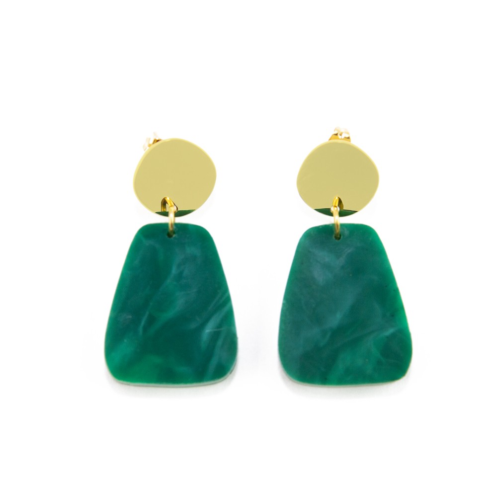 sept cinq Green Gold Amphora Clip Earrings