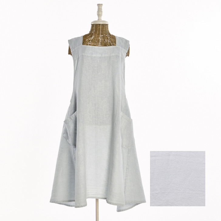 Gray Linen Japanese Apron