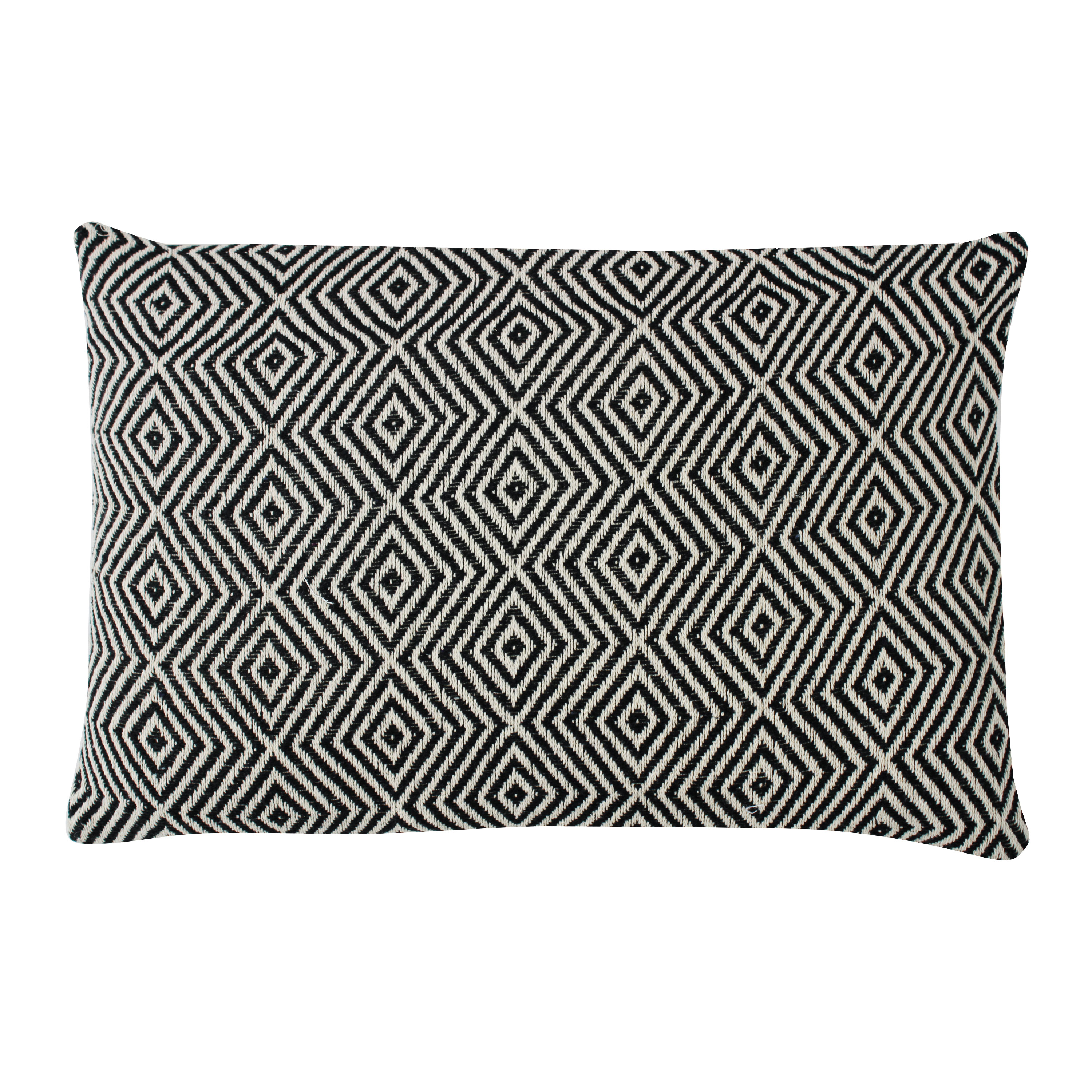 60 x 40cm Black Ikat Cushion