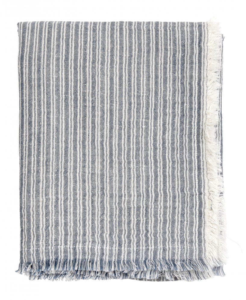 Nordal Blue And White Striped Throw Cotton And Linen