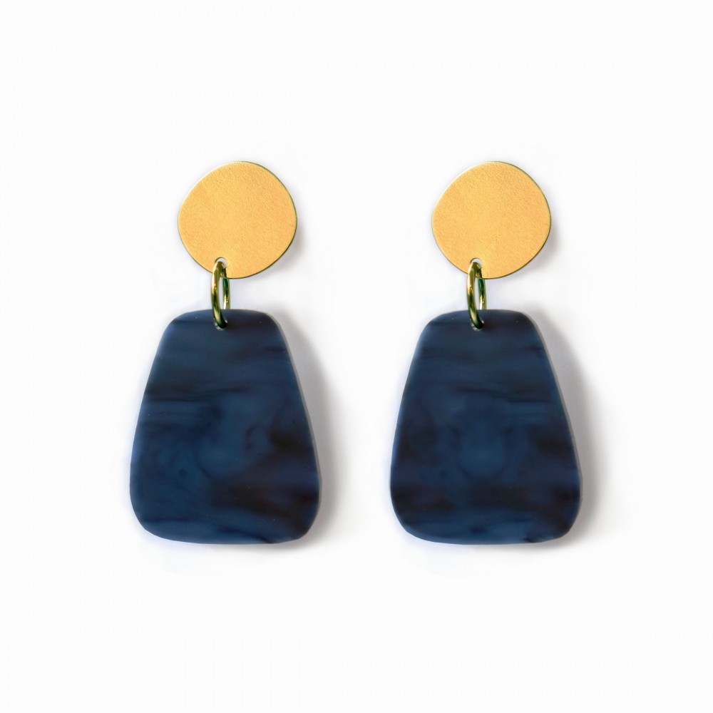 sept cinq Blue Gold Lapis Amphora Earrings