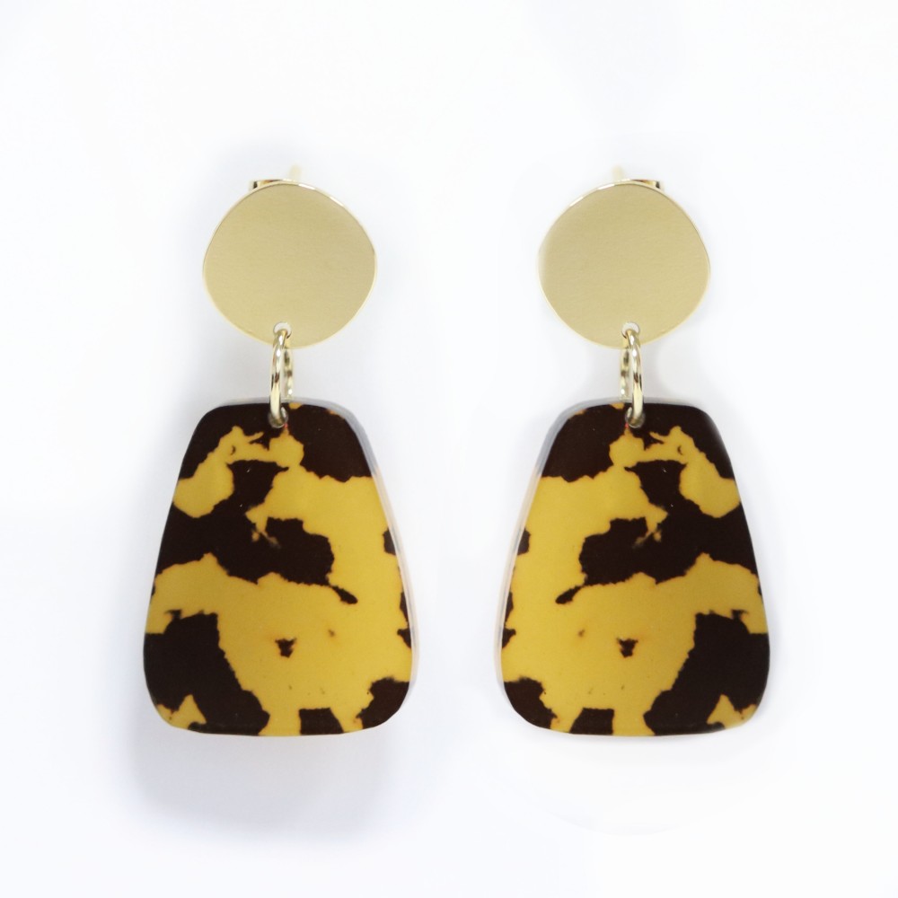 sept cinq Brown Gold Leopard Amphora Earrings