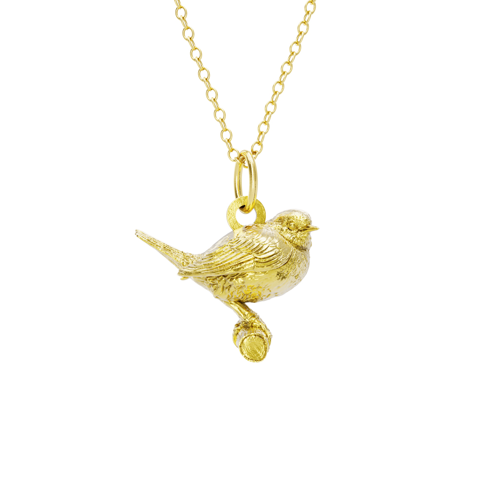 Blackbird London Seasons Gold Vermeil Robin Necklace 